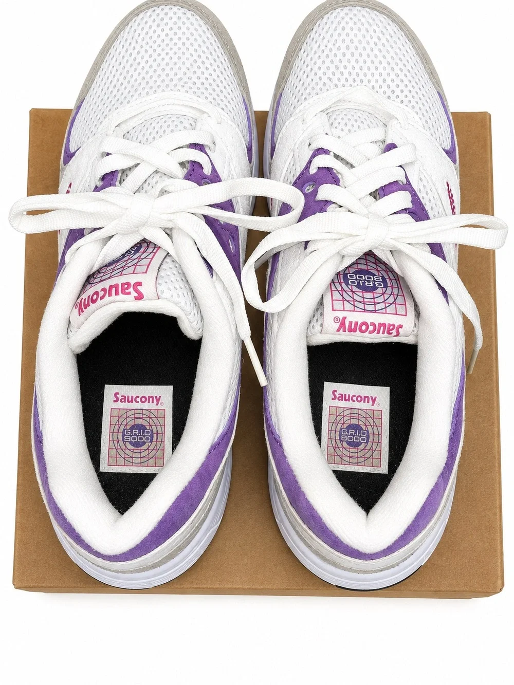 Saucony GRID 8000 Men’s Size 9 White Purple Pink Retro Running Sneakers Shoes